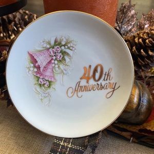 1988 Enesco 40th Anniversary Collector Trinket Plate  Made In Japan 4.5”
